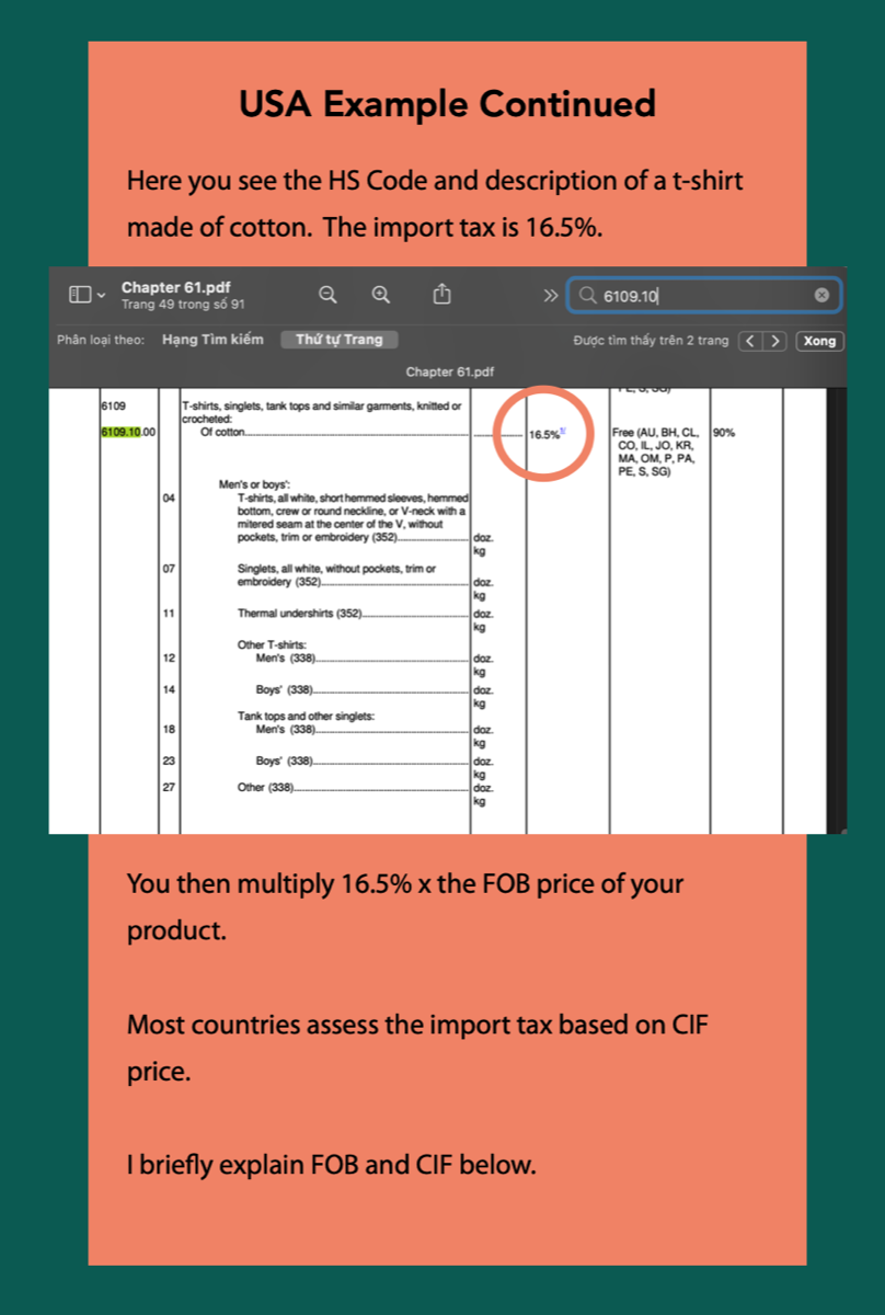 How to calculate import duty from Vietnam